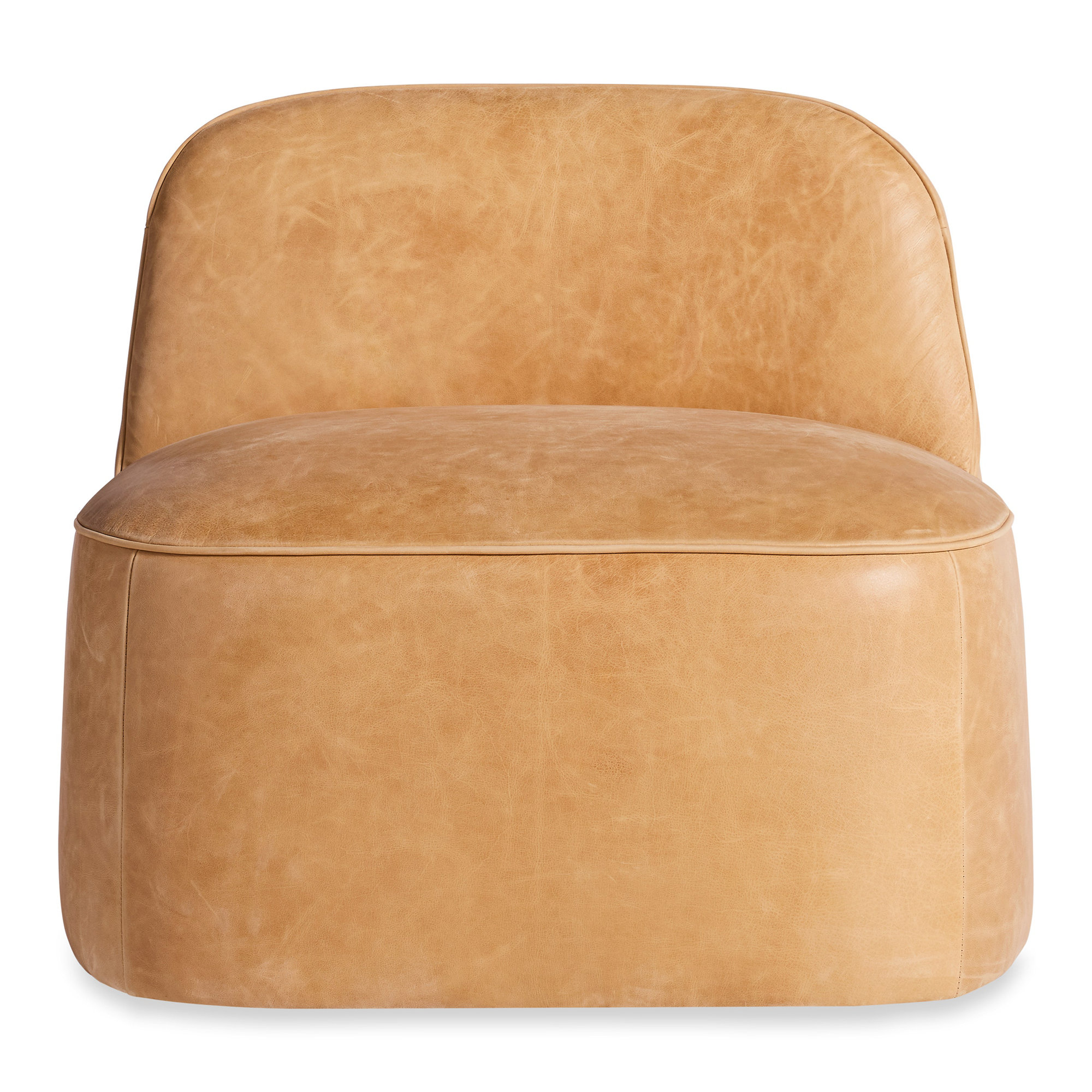 Looksee Upholstered Swivel Side Chair, Camel Leather