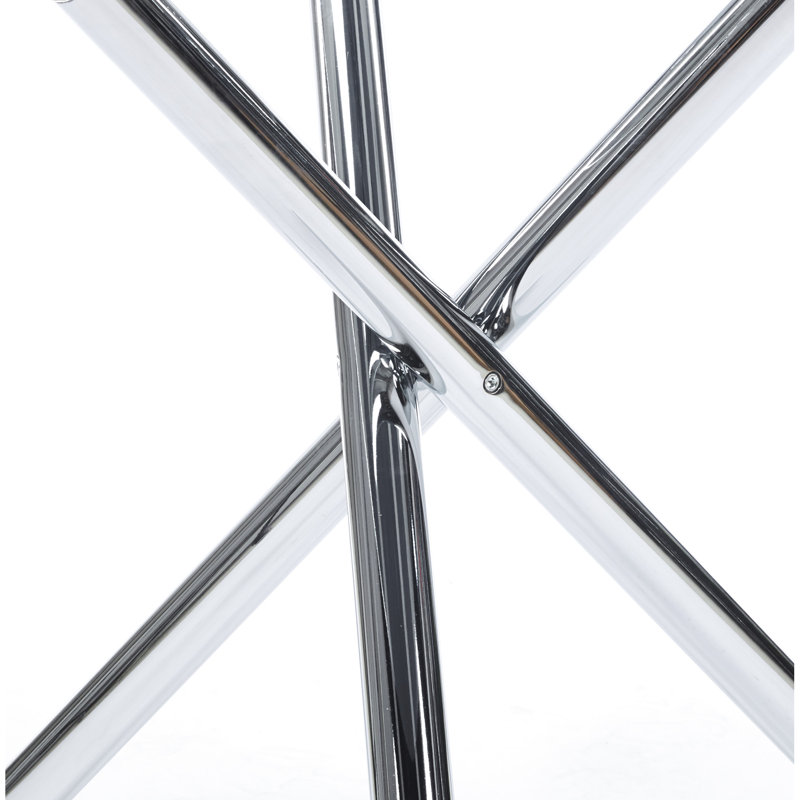 Élégante table de salle à manger en métal et en verre pour un espace de vie moderne avec un support supérieur stable et peu encombrant