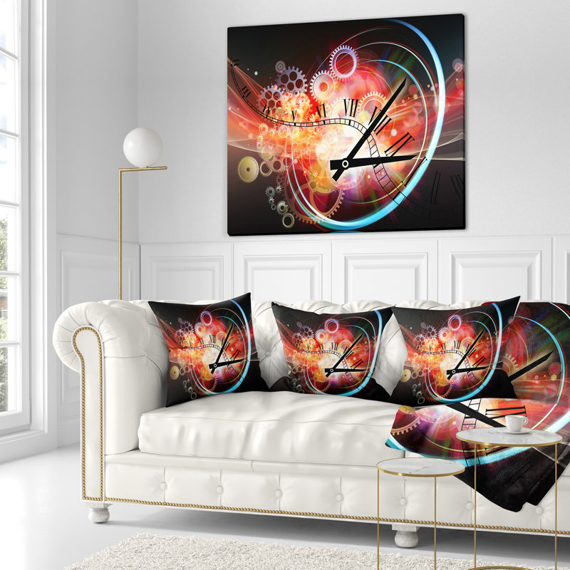 Interesting Clock - Abstract Printed Throw Pillow