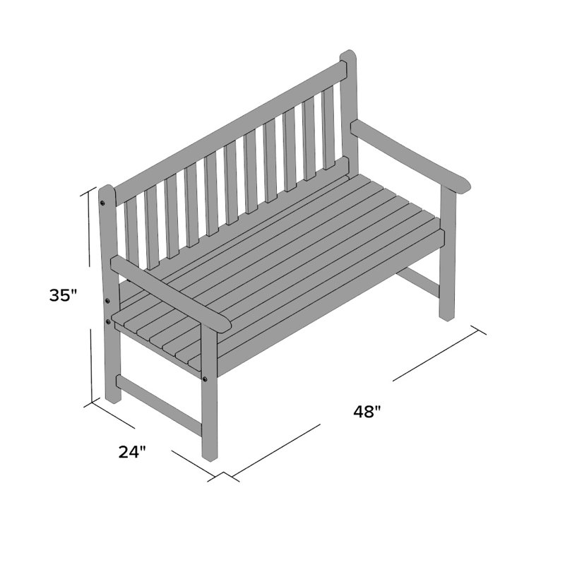 Ponce Solid Wood Acacia Outdoor Bench, Oil Acacia Stain