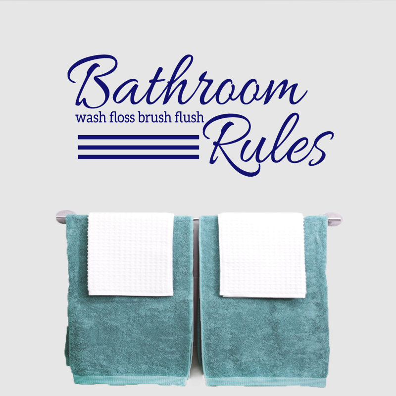 Décalcomanie murale règles de salle de bain, Bleu marine