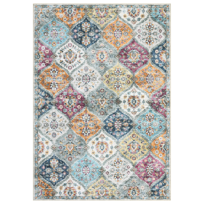 Seyran Area Rug with Non-Slip Backing, Rectangle 5' x 7'
