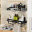 Suction Cup Shower Caddy with Hooks, NO-Drilling Bathroom Holder, Rustproof Bathroom Organizer, 2-Pack, (Black)