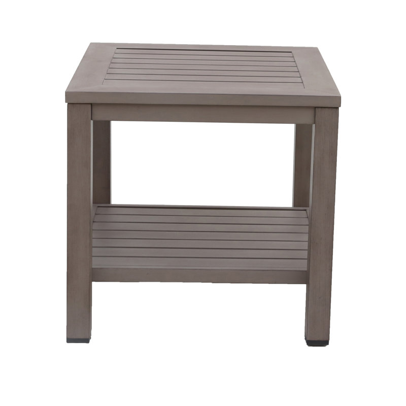 Cast Aluminum Square Fire Table w/ Fire Glass and Cover