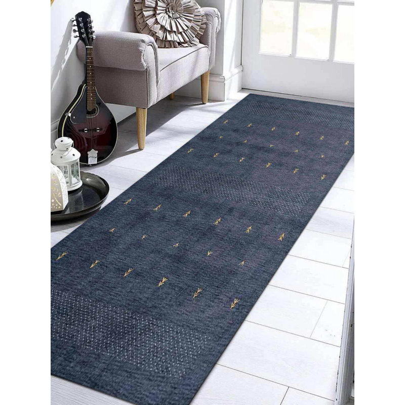 Tapis de couloir Ahearn Couleur bleue | Design contemporain | Tapis pour la vie, la chambre à coucher