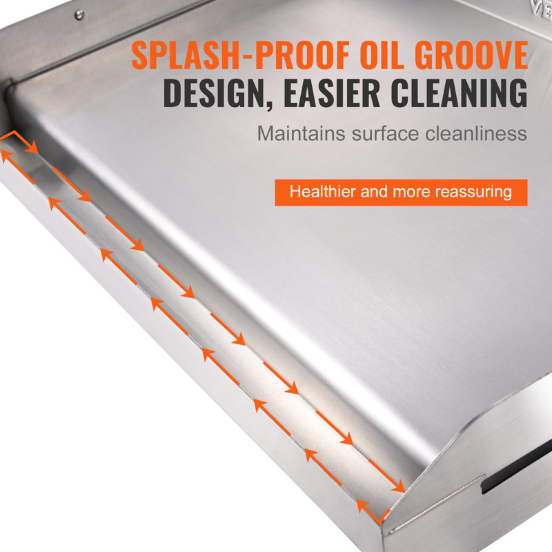 Stainless Steel Rectangular Double Burner Griddle with Handles