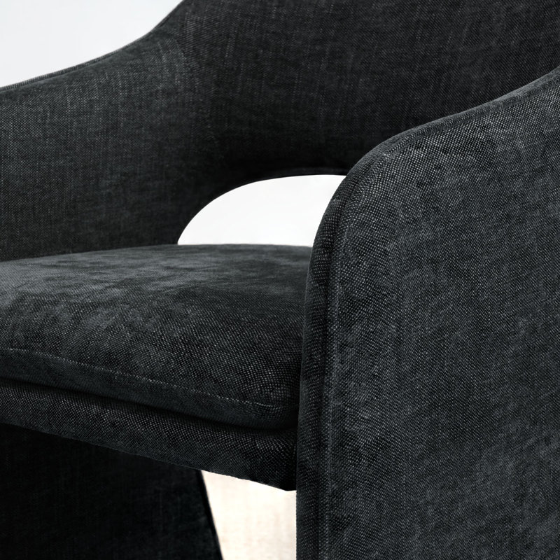 Fauteuil de salle à manger rembourré de 19 po de hauteur, Noir