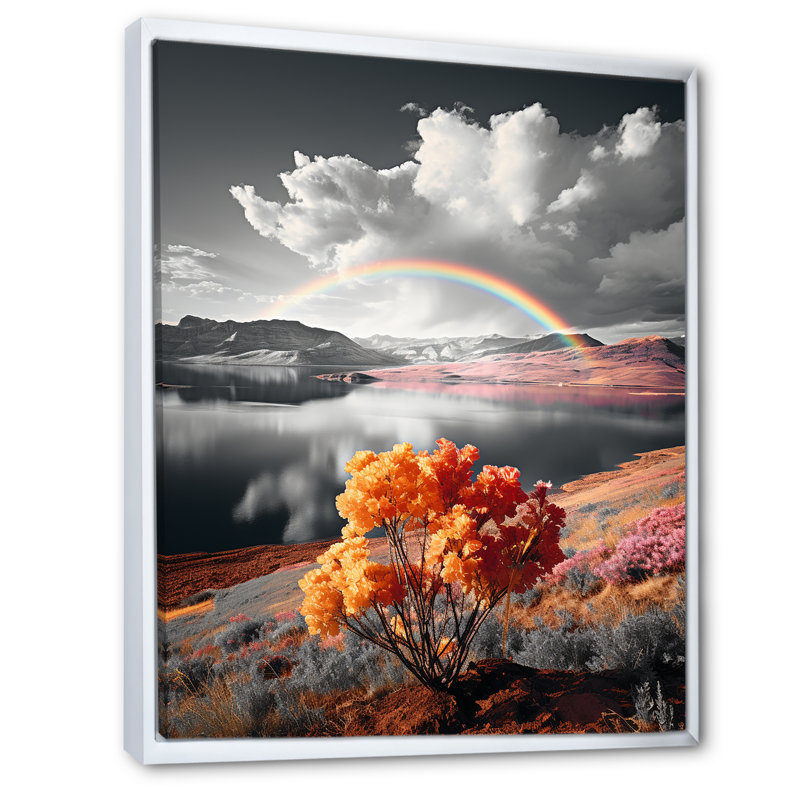 Paysage arc-en-ciel à contraste chromatique - impression, H 40 po x l 30 po x P 1,5 po, Cadre flottant blanc