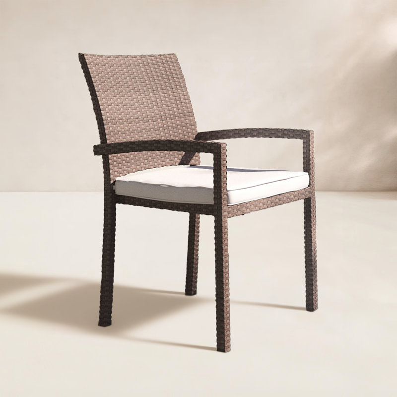 Chaise de patio avec coussin Alyisa, Brun