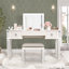 Bureau de coiffeuse en miroir avec tiroirs, ensemble de coiffeuse de chambre à coucher avec miroir et tabouret, coiffeuse rabattable pour chambre / salle de maquillage, bureau de travail pour femmes