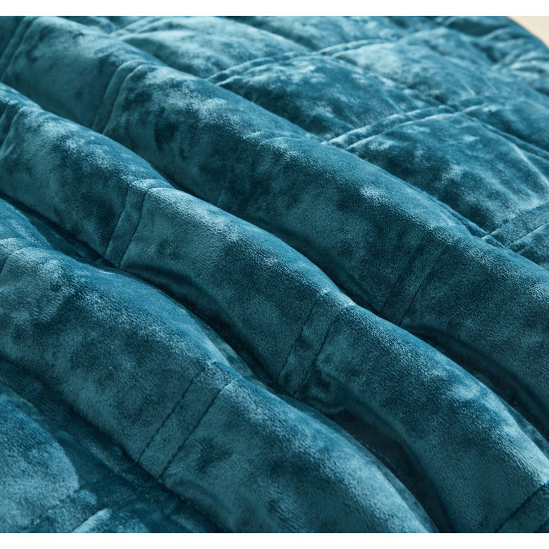 Velvet Quilt Set, Oversized King Quilt + 2 King Shams, Teal