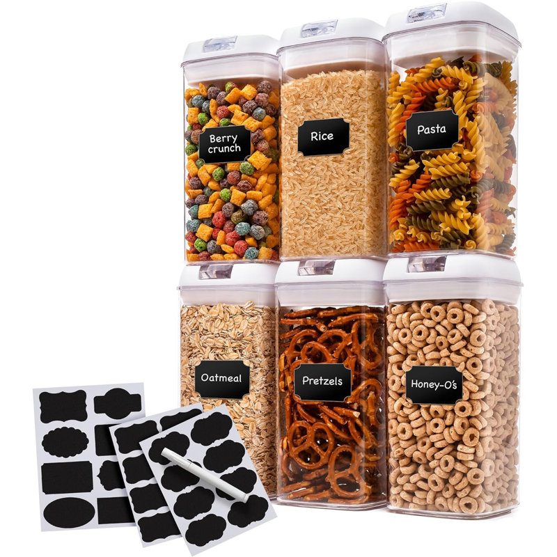 Cheer Collection 6-Piece White BPA-Free Food Storage Set