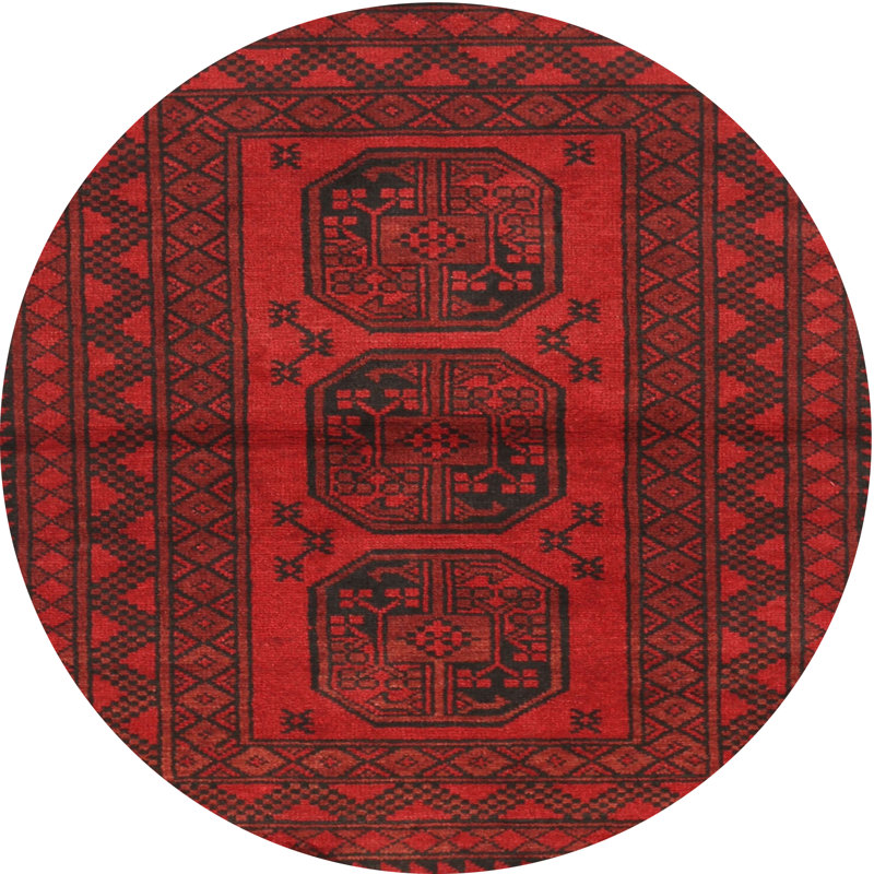 Tapis oriental multicolore tissé à la machine Oriental, Rond 5 pi
