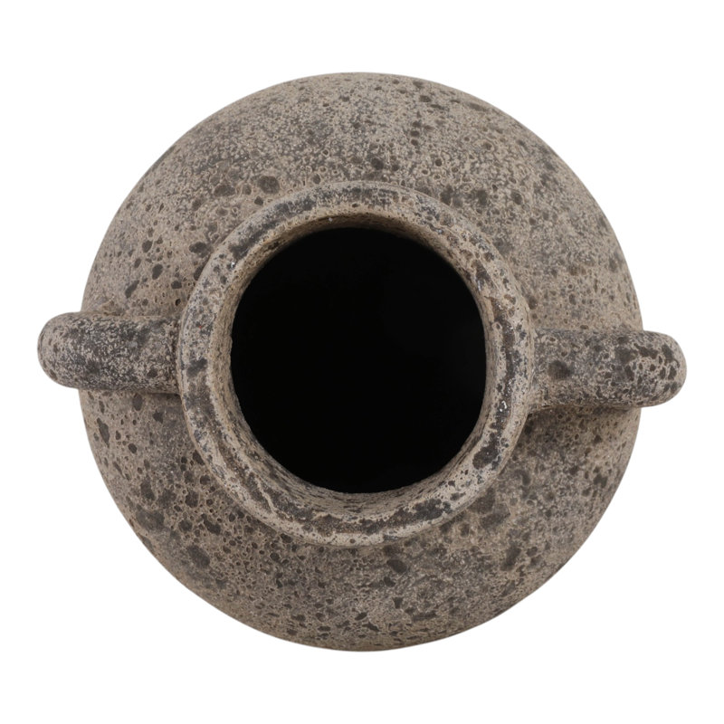 Vase de table rustique en terre cuite texturée avec poignées, idéal pour une entrée ou comme élément décoratif sur une étagère - Grand vase contemporain pour le salon ou la décoration intérieure - 33 cm