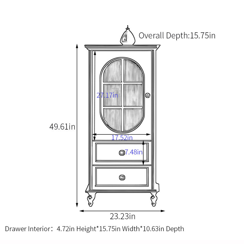 Modern multi-functional glass door accent cabinet
