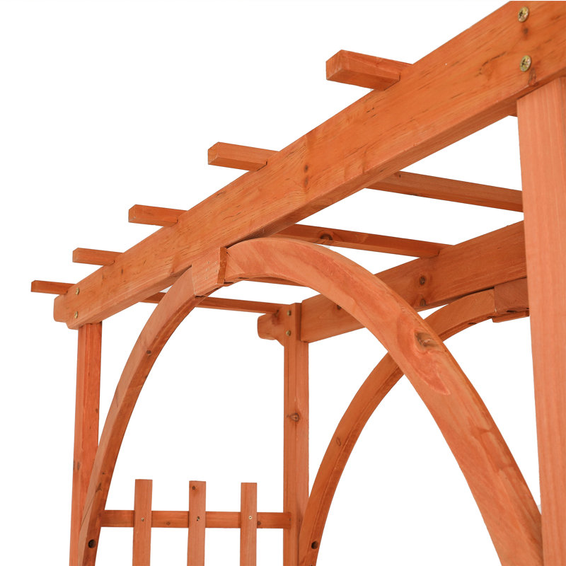 Traditional Brown Fir Wood Garden Arbor with Arch Design