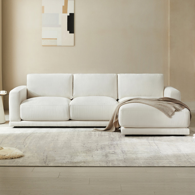 Blakes 2-Piece Upholstered Stationary Chaise Sectional, Flanigan Cotton, Right Hand Facing