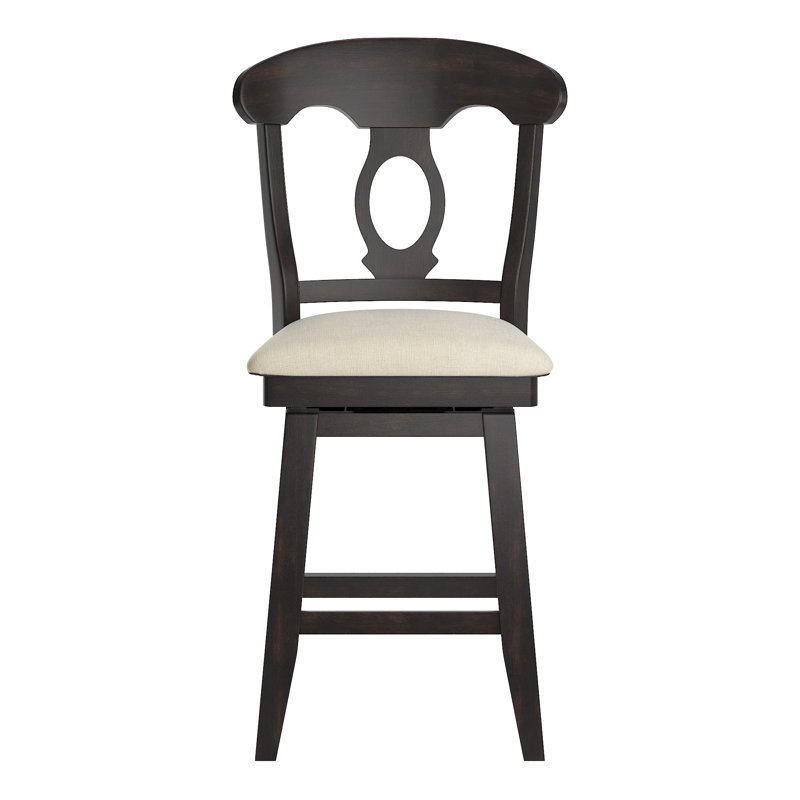 Tabouret de bar et de comptoir pivotant Fortville, Noir antique, Tabouret de comptoir (siège d'une hauteur de 25,8