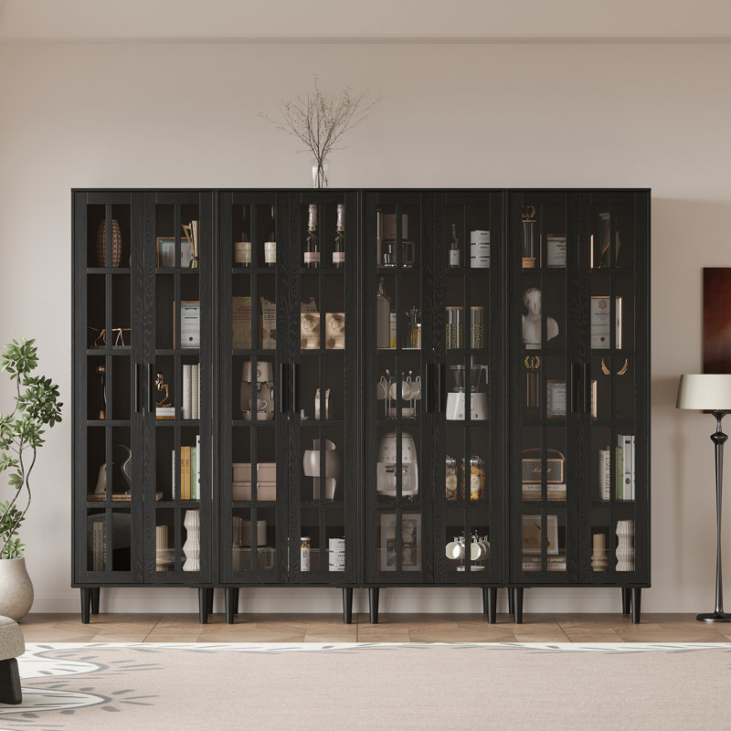 70.9'' H X 94.48'' W Book Cabinet Storage Bookcase Set, Black