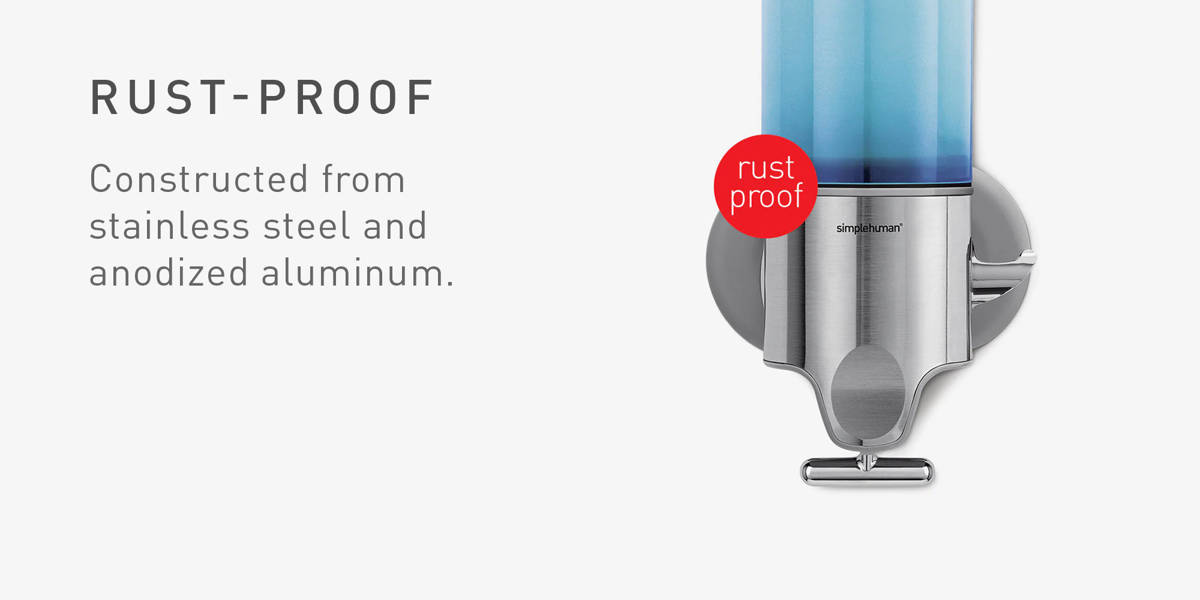 simplehuman Wall Mount Shower Pump, Shampoo and Soap Dispensers