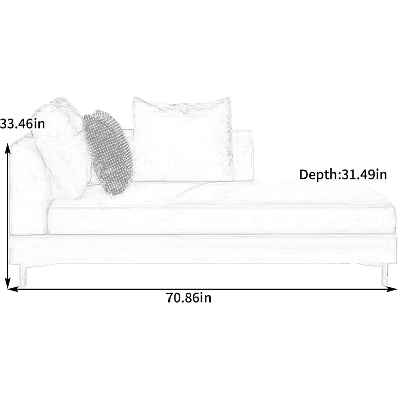Fauteuil inclinable moderne en coton et en lin, Accoudoir à gauche (vu de face)