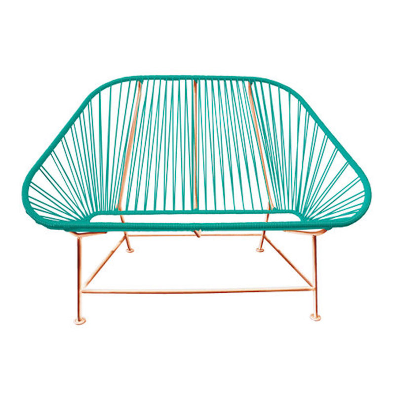 InLove Indoor/Outdoor Handmade Loveseat, Turquoise/Copper