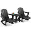 Chaises berçantes pliables en PEHD avec repose-pieds rétractable et table d'appoint ovale en PEHD à 2 niveaux pour patio-129674557