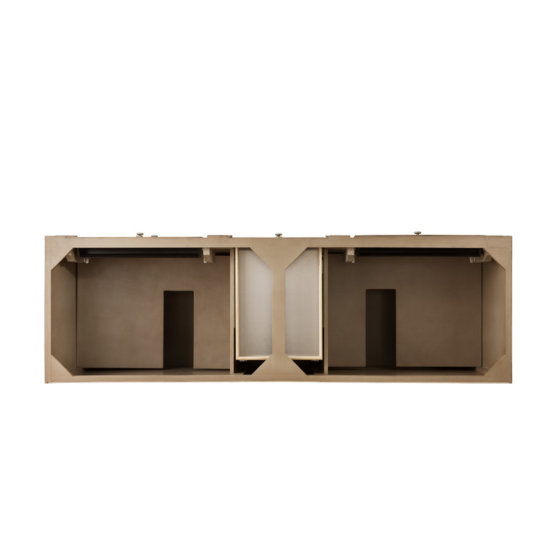 Bristol 72'' W Double Bathroom Vanity Base, Whitewashed Walnut