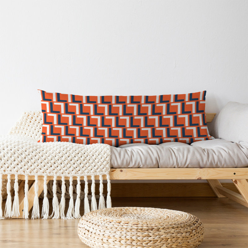 Polyester Medium Pillow, Polyester, Orange/Blue/White