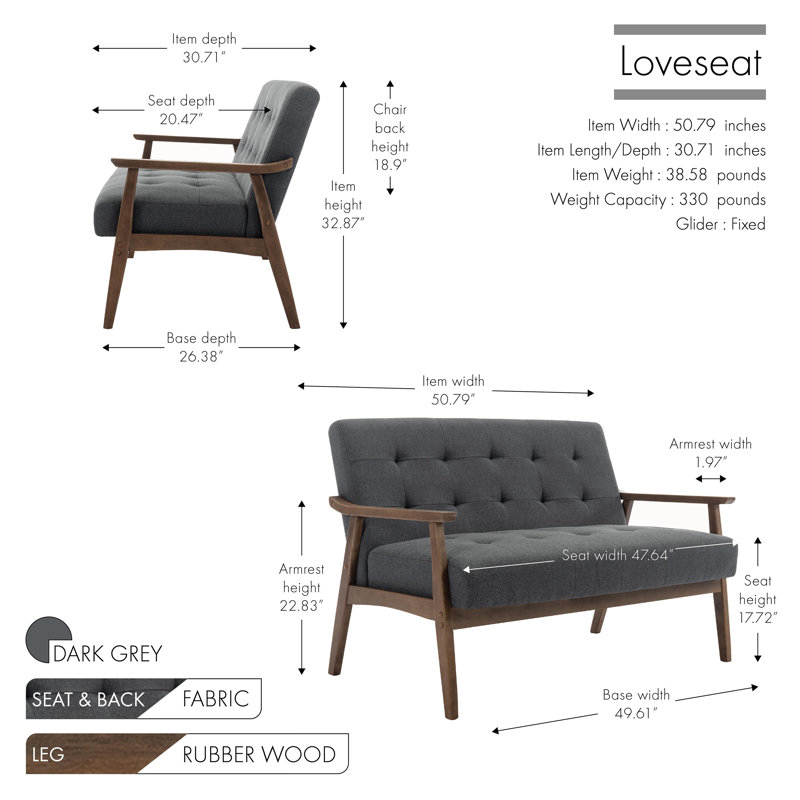 Keiry 2 - Piece Living Room Set, Dark Grey