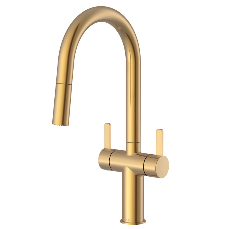Amalfi 2-Handle Pull Down Sprayer Kitchen Faucet, Brushed Gold