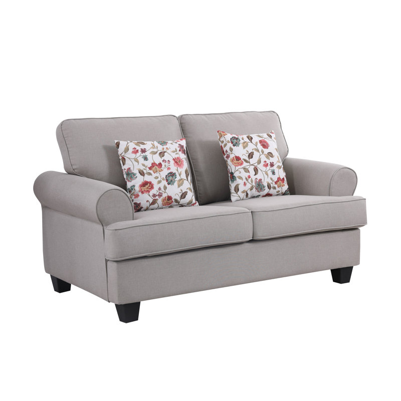 Ashkum 63" Linen Loveseat with Reversible Cushions, Tan