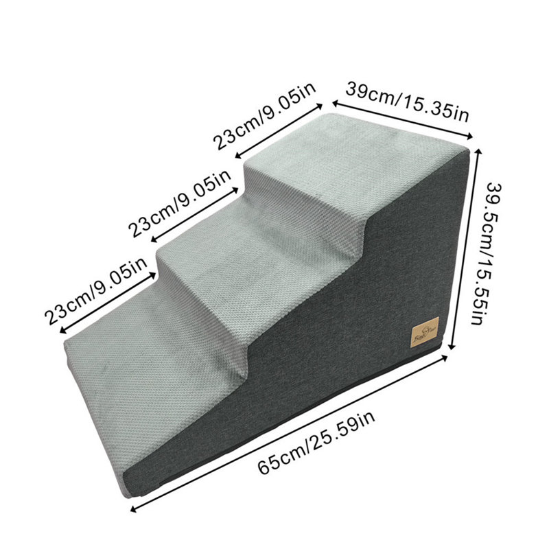 Pet Stairs With Steps, 3 Steps (15.55" H x 25.59" W x 15.35" D)