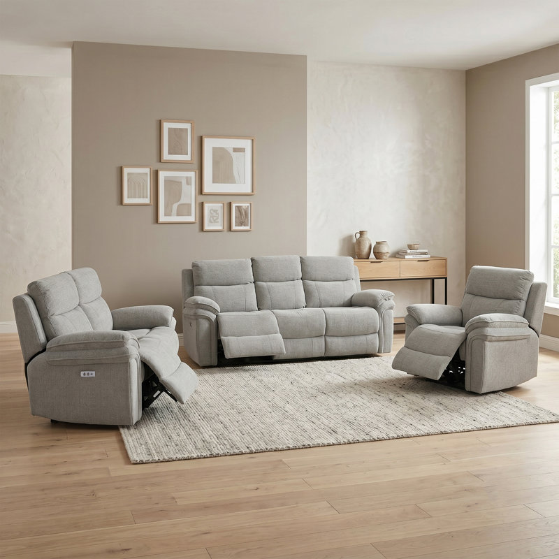 Coombs 3 Seater Electric Reclining Sofa, Grey
