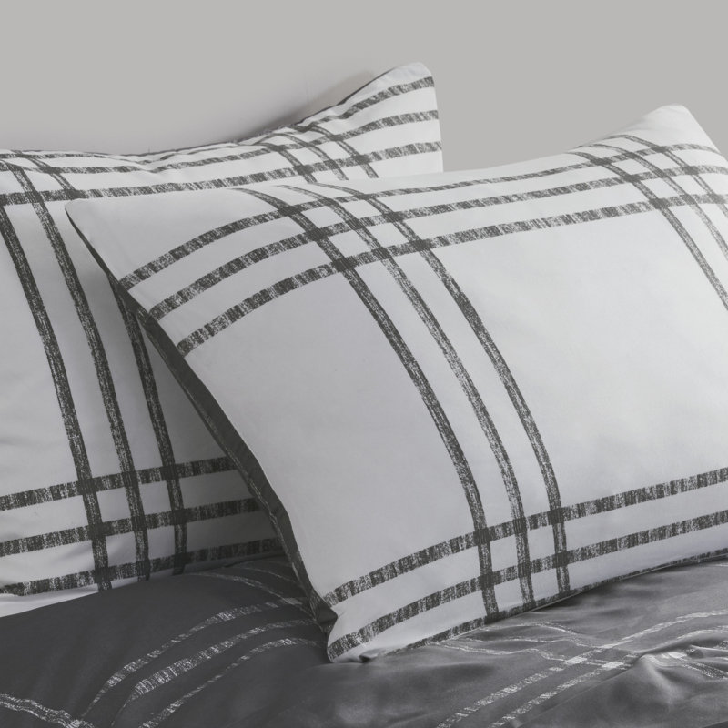 Twin XL White and Gray Microfiber Reversible Comforter Set