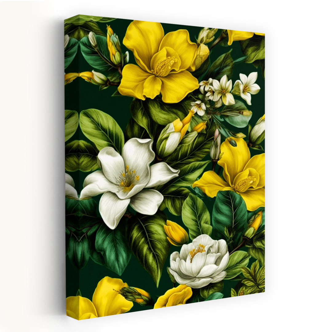 Lush Tropical Blooms Vibrant Abstract Nature Tropical Wall Art Print