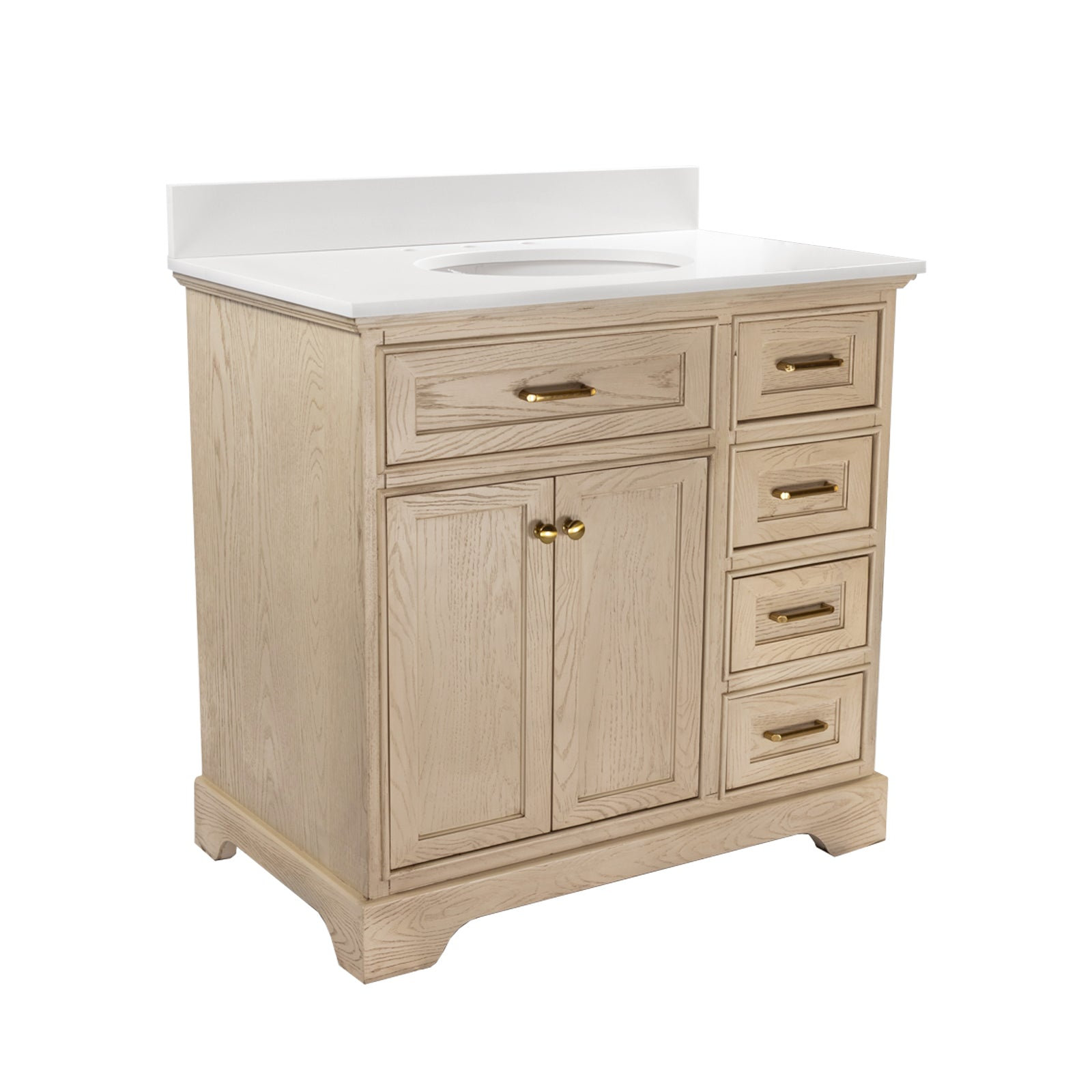 Ronnie 36'' Single Bathroom Vanity, Engineered White, Greige Oak