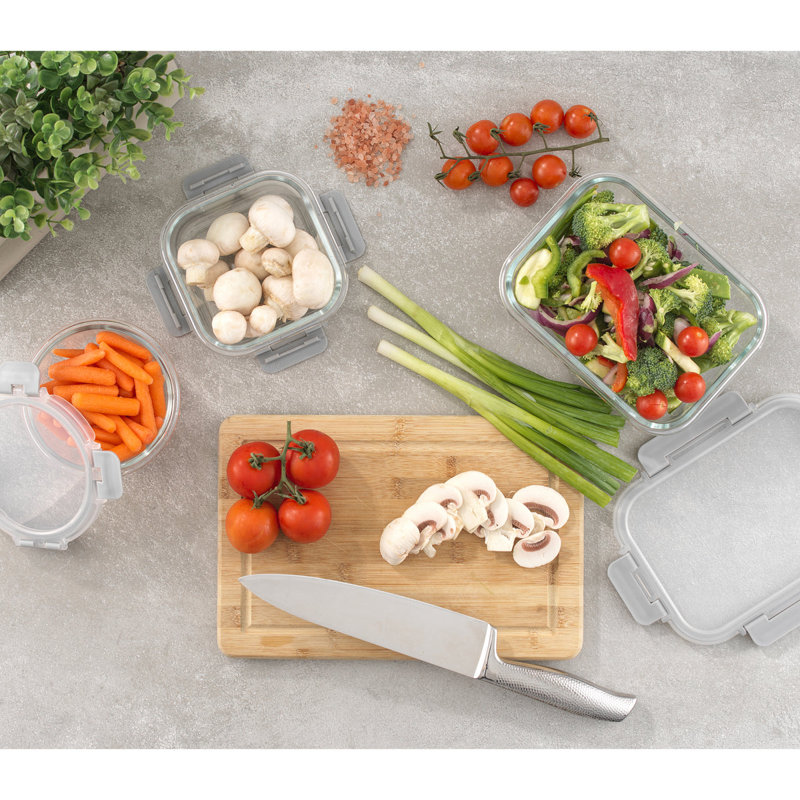 JoyJolt 24-Piece Gray Fluted Glass Food Storage Containers with Lids