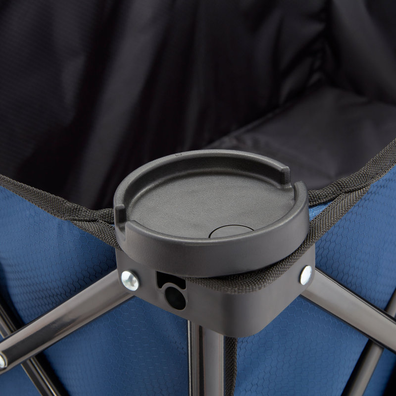 Blue Heavy-Duty Collapsible Outdoor Utility Wagon with Cup Holders