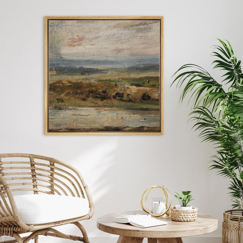 " Impressionist Countryside Rustic Farm ", Natural  Canvas, 24" H x 24" W