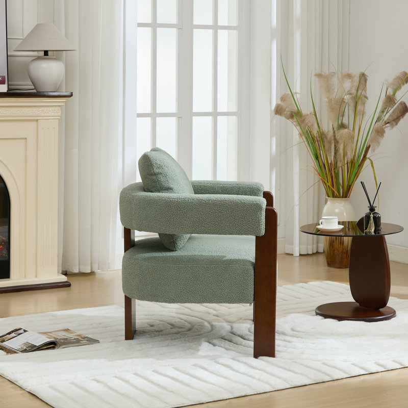 Upholstered 3-legs Accent Chair, Green