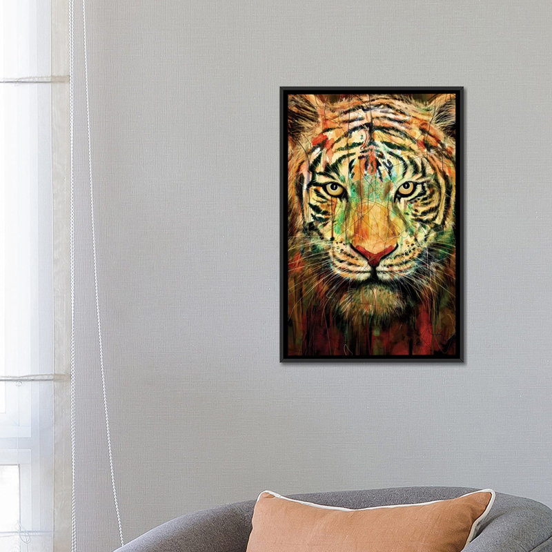 Tiger ii, impression sur toile tendue, H 26 po x l 18 po x P 1,5 po, Toile avec cadre noir, Pas de tapis