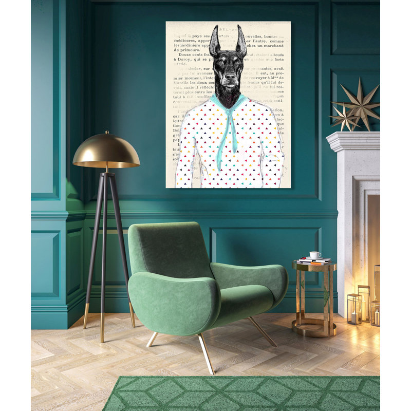 Modern Dandy Doberman by Matt Spencer - Wrapped Canvas Print, 100cm H x 70cm W x 4cm D