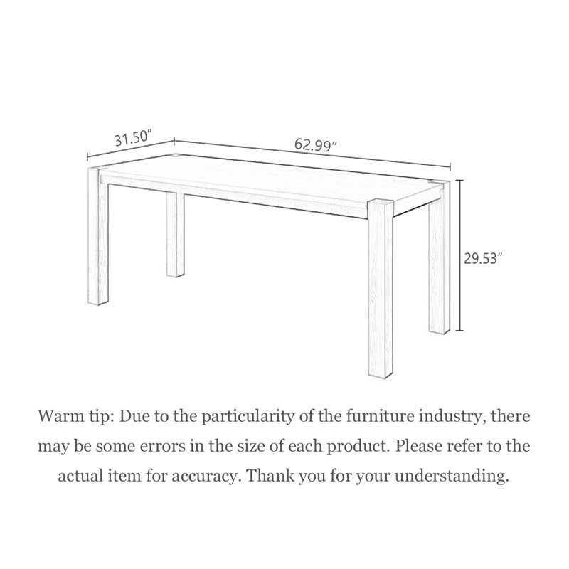 Table de salle à manger élégante et contrastée: design élégant et spacieux, H 29,53 po x L 62,99 po x l 31,5 po