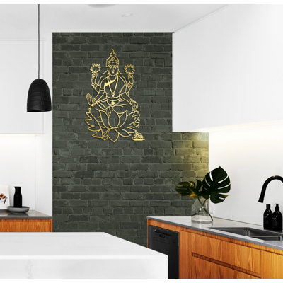Lord Lakshmi Metal Wall Hanging Decor, Ganpati Metal Wall Art Hindu Goddess Lakshmi Idol