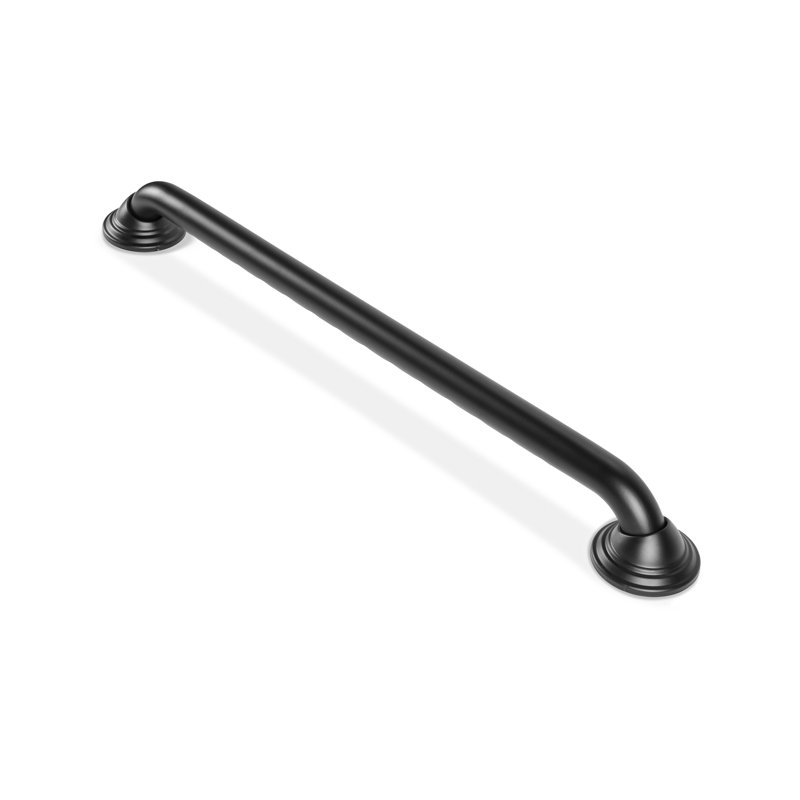 Modern Classic 18 in. ADA Finger Grip Grab Bar in Stainless Steel Powder Coated Black, Black Semi-Gloss, 18"