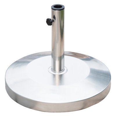 Base de support de parasol d'extérieur ronde en acier inoxydable de 55 lb avec fond en ciment épais et finition miroir