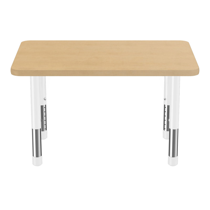 Table rectangulaire 24 po x 36 po à grain de bois thermofusionné et pieds réglables - grain d'érable / blanc, Érable, Chunky