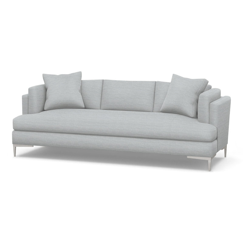 Aiden Upholstered 90.5'' Sofa, Polished Stainless, Perigold Tres Chic Ice Blue