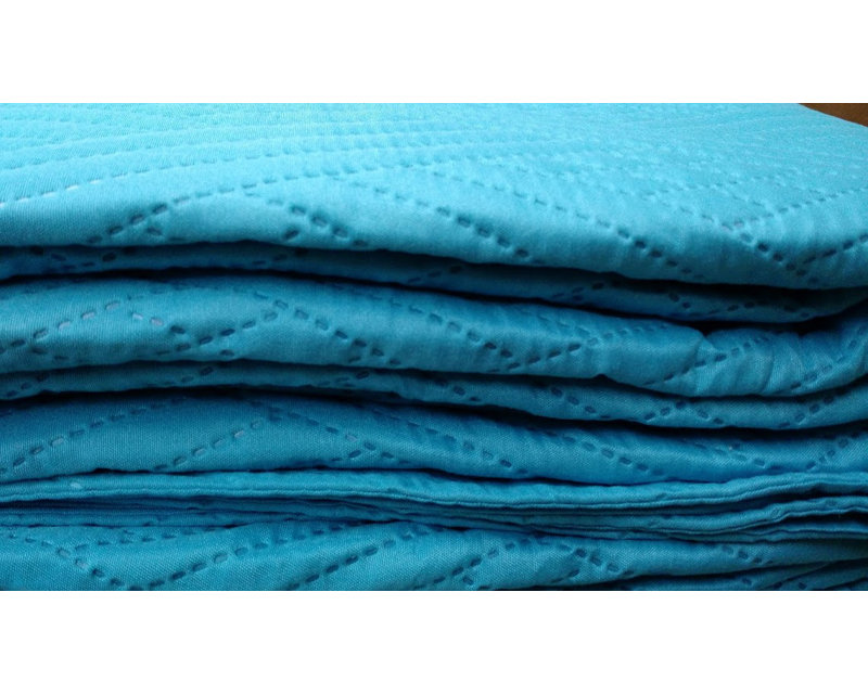 Kiri Coastal Polyester Coverlet, California King Coverlet + 2 King Shams, Bright Blue